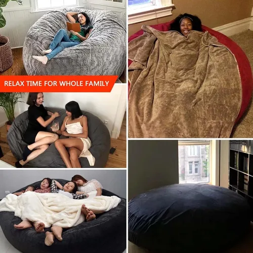 Vista 3 de Puf gigante grande para adultos, (sin relleno) en varios tamaños y colores, requiere relleno de espuma gigante, fundas lavables a máquina, costuras