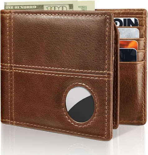 Vista 7 de Cartera con soporte AirTag, Marrón, Moderno
