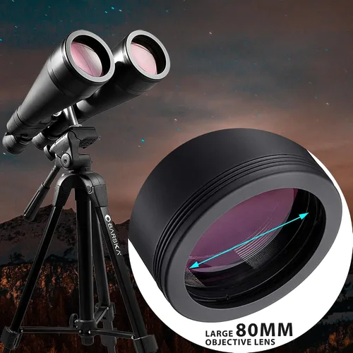 Vista 10 de Barska AB13664 Gladiator 25-125x80 Zoom Binoculares con adaptador de trípode para astronomía, observación de aves, deportes, visión de largo