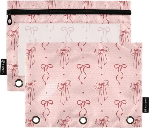 Vista 11 de Estuche de béisbol blanco para lápices de 3 anillas, paquete de 2 carpetas para lápices, estuche transparente con cremallera, bolsa de cosméticos