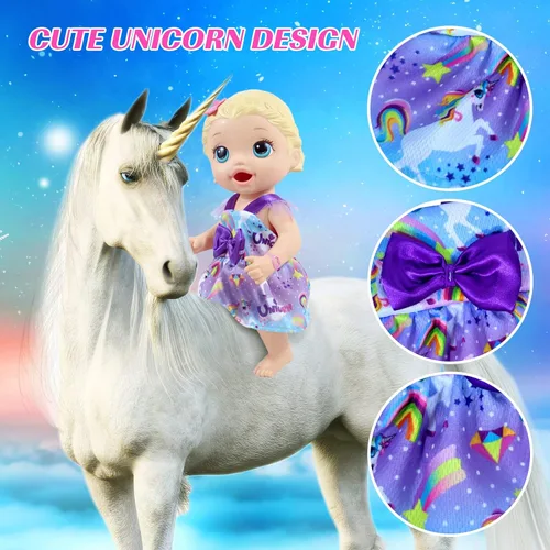 Vista 2 de ARTST Alive - Ropa de bebé, 7 juegos de ropa de muñeca de bebé, accesorios de vestido, traje de baño para muñecas de 10 a 12 pulgadas, niñas