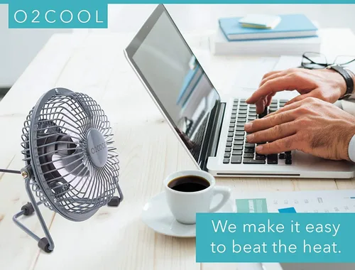 Vista 7 de O2COOL 4" USB Ventilador de mesa ventilador de refrigeración – Mesa portable mini – plugs en computadora personal – 360 ° inclinación ajustable