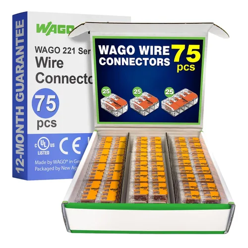 Vista 12 de Conectores de empalme compactos de la serie WAGO 221 de 25 piezas Incluye (10x 221-412) (10x 221-413) (5x 221-415) Conectores de cable WAGO
