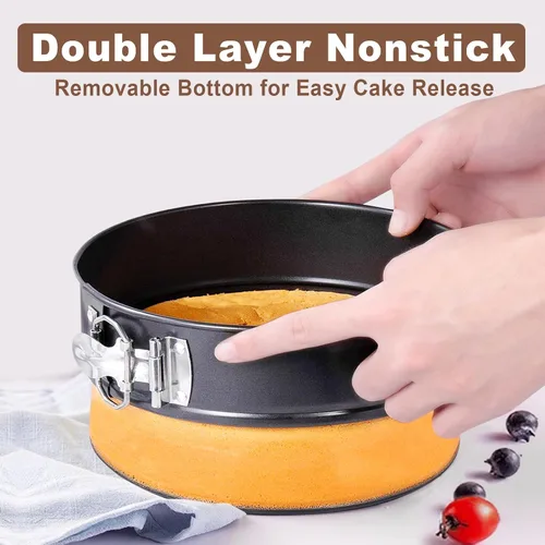 Vista 4 de Molde Desmontable de 9 Pulgadas Antiadherente, Molde Desmontable para Cheesecake de 9 Pulgadas con Protector de Silicona, Moldes Desmontables a