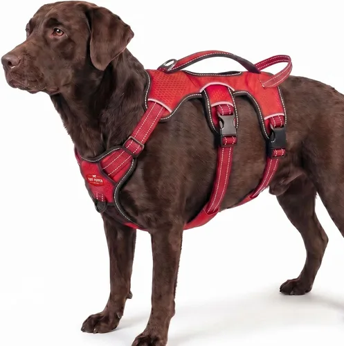 Vista 19 de Tuff Pupper Arnés para perro sin escape a prueba de escape, arnés ajustable de 5 puntos para perros, arneses acolchados para perros, arneses