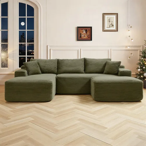 Vista 33 de Sofá seccional Cloud de 108 pulgadas, sofá seccional modular moderno con asiento profundo, sofás de pana sin estructura con chaise en forma de L