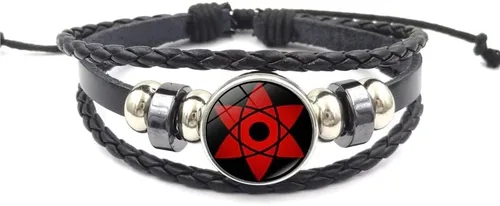 Vista 7 de Pulseras de cuero de Narutos de anime, Uchiha Sharingan Rinnegan Eye Itach Kakash, vidrio