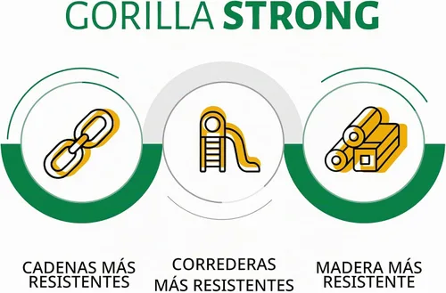 Vista 4 de Gorilla Playsets 01-1033 Ozark II - Juego de columpios de madera con toldo de vinilo verde, pared de roca y pelota de boxeo