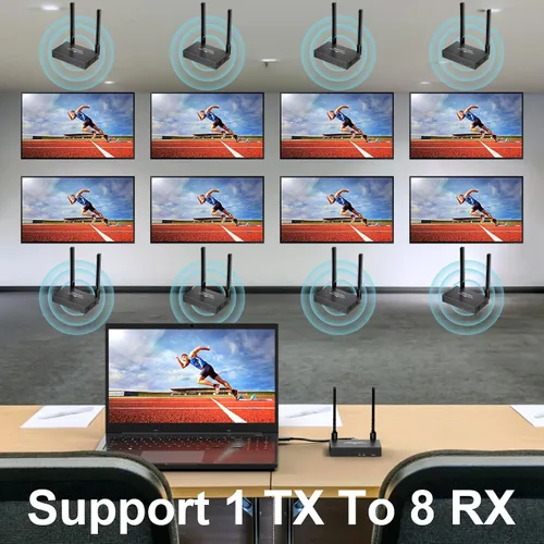 Vista 5 de Transmisor y receptor HDMI inalámbrico 4K: 1640FT/500M Rango, Plug & Play, 1080P Salida HD Extensor inalámbrico HDMI Soporte 2.4/5GHz