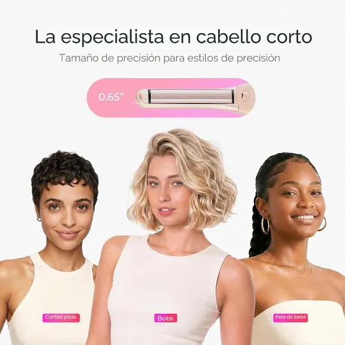 Vista 2 de TYMO Mini plancha plana inalámbrica, rizador de lápiz de 0.65 pulgadas para Rosa