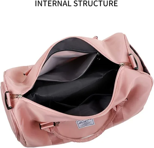 Vista 8 de Bolsa de gimnasio con compartimento para zapatos, bolsa de viaje impermeable para mujer, bolsa de mano para deporte, fin de semana, bolsa