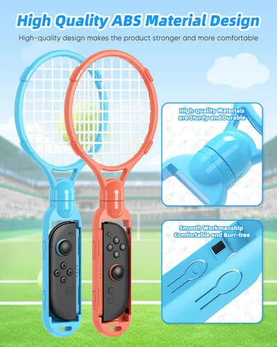 Vista 5 de Tennis Rackets for Nintendo Switch 2 Joy-Con(2025), MENEEA 2 Pack Game Accessories for Mario Tennis Aces,Handle Grip Holder for Switch 2Switch 1