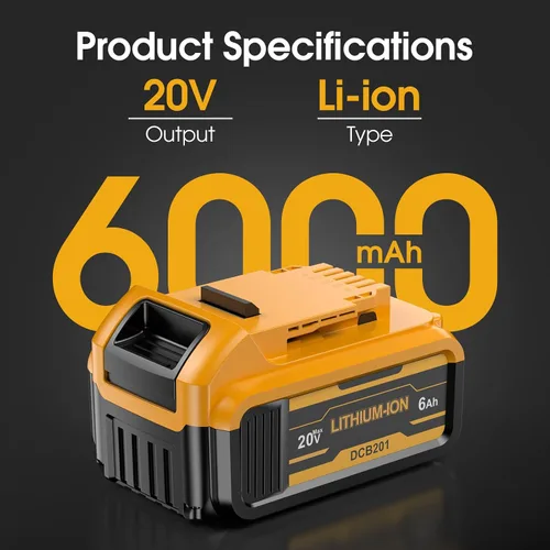 Vista 2 de Paquete de 4 repuestos de 6.0Ah para batería Dewalt 20V Max de litio
