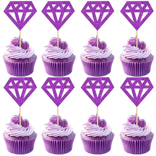 Vista 12 de 24 piezas de decoración para cupcakes con anillo de corazón, para despedida de soltera, bodas, compromisos, despedidas de soltera, suministros