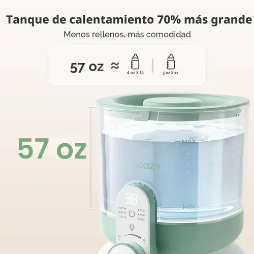 Vista 3 de Momcozy Calentador de agua de doble luz para alimentación nocturna, calentador de biberones instantáneo para hacer fórmula, capacidad de 57 onzas