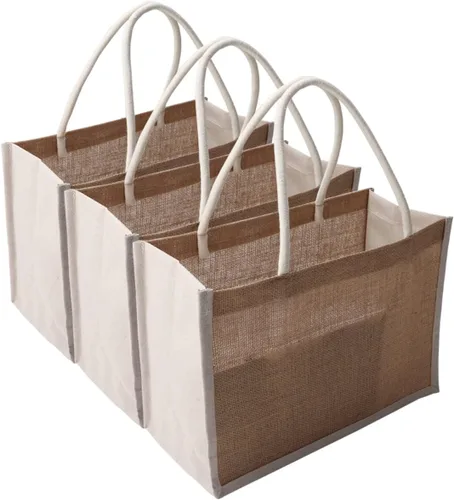 Vista 8 de Bolsas de yute de arpillera de 12.5 x 8.6 x 5.8 pulgadas [12 piezas] con 12 piezas de marrón