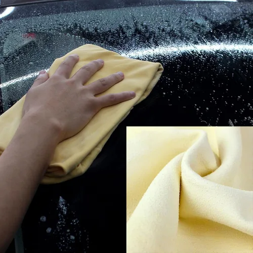 Vista 2 de H88, toalla de gamuza natural para limpieza de piel real y autos, Blanco