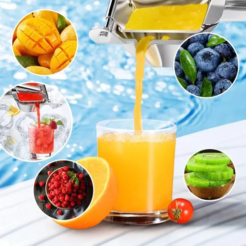 Vista 8 de Exprimidor manual de jugo, exprimidor manual de cítricos, exprimidor de jugo de frutas frescas de aleación de aluminio resistente, exprimidor