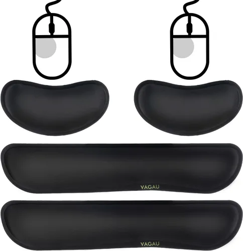 Vista 13 de VAGAU Reposamuñecas Premium para Teclado y Soporte de Muñeca para Mouse Pad, Juego de Espuma Viscoelástica Ergonómica para Oficina, Laptop, Mac