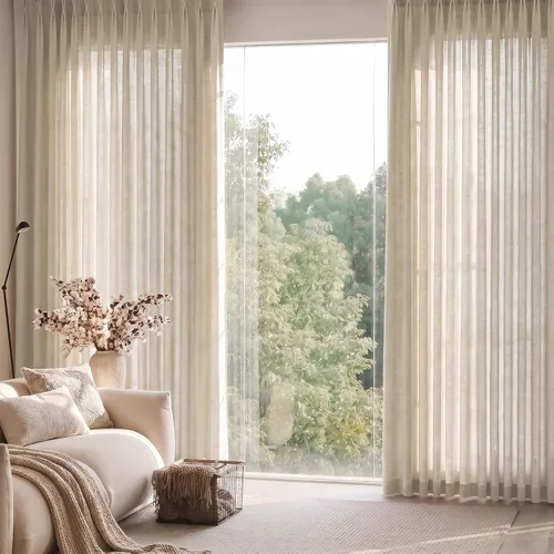 Vista 13 de Cortinas plisadas de lino semitransparentes de 96 pulgadas, filtrado de luz Natural