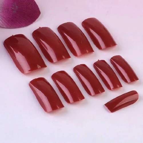 Vista 2 de 500pcs rojo oscuro ABS plástico francés completo falso falso uñas puntas Diseño de moda de arte de uñas