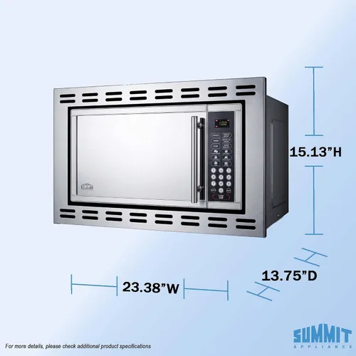 Vista 3 de Summit 24" Microondas para colocar sobre la cocina, de 0.9 pies cúbicos. Microondas incorporado, de acero inoxidable - OTR24