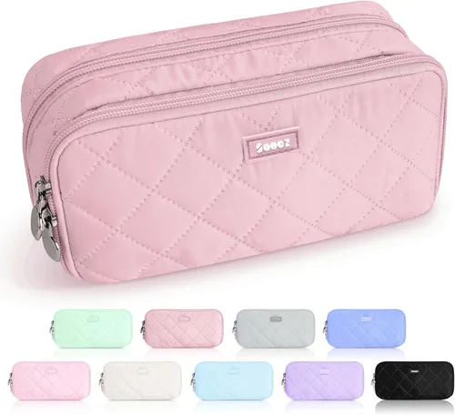 Vista 17 de Sooez Estuche grande para lápices, bolsa para lápices extra grande con 8 compartimentos, bolsa para bolígrafos de apertura amplia, organizador