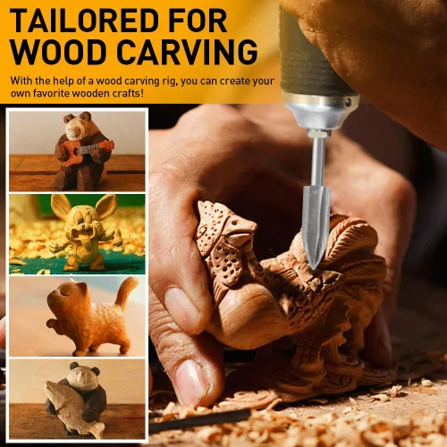 Vista 3 de Juego de brocas de tallado de madera compatible con Dremel herramienta rotativa 5 diferentes accesorios de taladro de grabado, herramienta