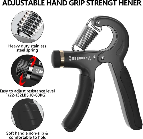 Vista 3 de Kit de fortalecimiento de agarre de mano, juego definitivo para entrenamiento de antebrazo, entrenador de fuerza de agarre ajustable, pelota