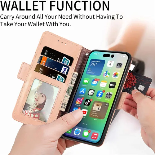 Vista 2 de Funda compatible con Xiaomi Poco X3 GT, tarjetero, compatible con Redmi Note 10 Pro (China) 5G de piel sintética con cierre magnético, color rosa