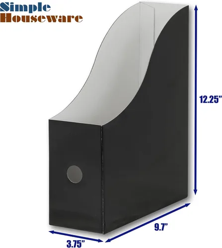Vista 6 de Simple Houseware Paquete de 6 cajas para archivadores de revistas, organizador de cartón plegable, color negro