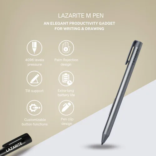 Vista 2 de LAZARITE M Pen Black, Lápiz activo para Microsoft Surface, Lenovo Yoga 7i/9i, Flex 5, HP Envy x360/Pavilion x360/Spectre x360, sensibilidad a
