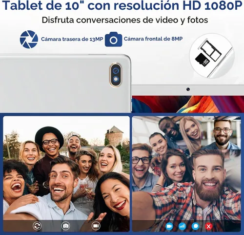 Vista 5 de Tablet 10.1 pulgadas 128 Almacenamiento+1TB Expandir 2 en 1 Tabletas Android, Tablet con funda de teclado Mouse, 5G Dual WiFi, GPS, Octa Core