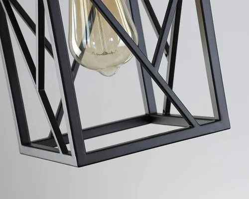 Vista 6 de Lámpara colgante moderna negra con jaula de metal, varillas ajustables de una sola luz, mini lámpara colgante industrial para cocina, isla, Negro