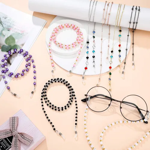Vista 7 de Frienda 8 cadenas de lentes de sol con cuentas para correa de gafas de sol elegante cadena de retención de gafas 8 estilos
