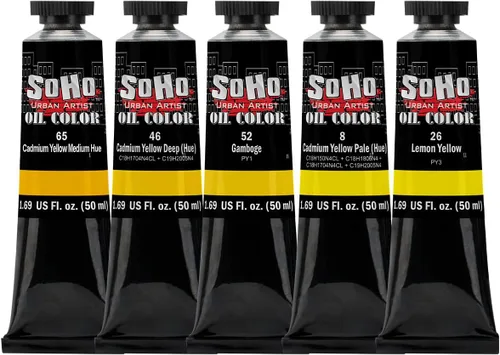 Vista 7 de Soho Urban Artist Juego de tubos de pintura al óleo de 24 a 0.4 fl oz, aceites de triple fresado con linaza refinada, aplicación suave, mezclas