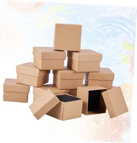 Vista 9 de NOLITOY 48 piezas de papel kraft simple almacenamiento de regalo de anillo de señoras organizador herramienta regalo decorativo collar joyería regalo