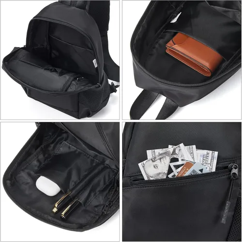 Vista 5 de BOSTANTEN Bolso bandolera, mochila cruzada para el hombro, bolsa de pecho para hombres y mujeres, viajes, senderismo, mochila casual