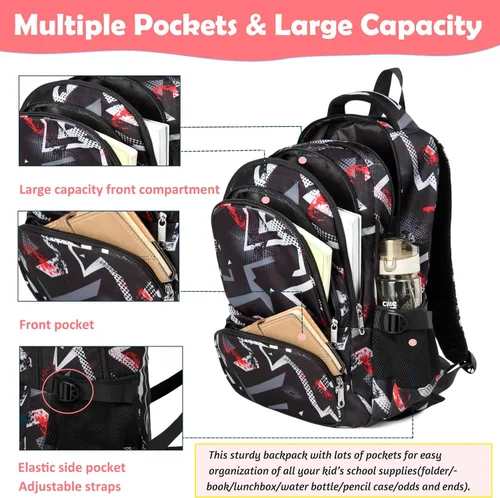 Vista 6 de BLUEFAIRY Mochilas para niños y niñas, bolsas de escuela primaria, bonitas bolsas de libros, A-gris, L, Moda