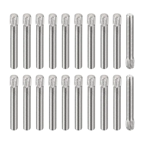 Vista 25 de uxcell Pasadores de acero inoxidable 304 de 0.05 x 0.236 pulgadas, 20 pines de cabeza moleteada con extremo biselado plano, clavijas de madera