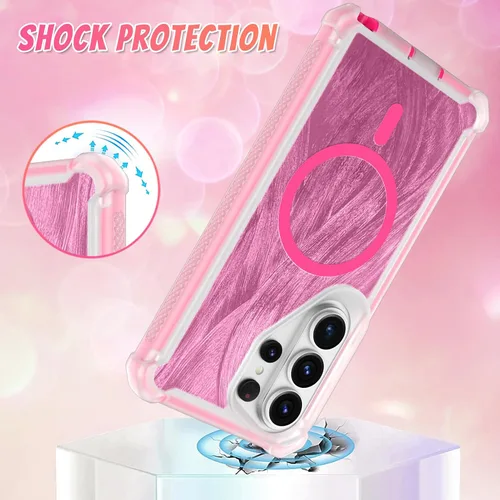 Vista 109 de Bonoma - Funda compatible con Samsung Galaxy S21 Plus, diseño de corazón con purpurina, color rosa Support for MagSafe, Plating Magnetic Case TPU
