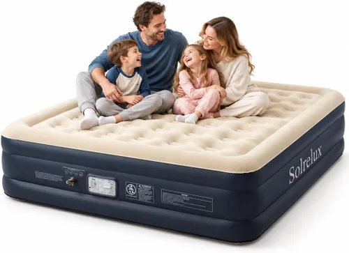 Vista 14 de Colchón de aire individual con bomba incorporada, colchón inflable rápido de 13 pulgadas elevado de 2 minutos, cama de aire plegable con bolsa