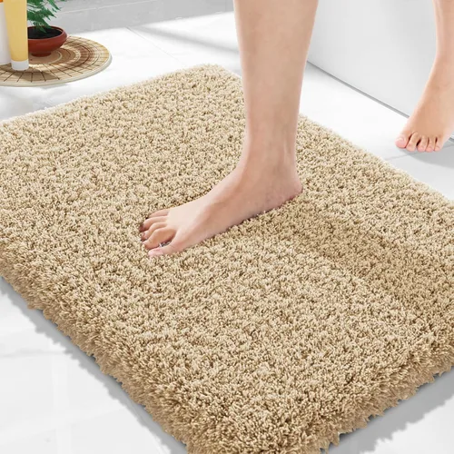 Vista 91 de Yimobra Alfombras de baño en negro y blanco antideslizantes lavables, tapetes de baño ultra suaves y absorbentes de agua, alfombra de ducha suave