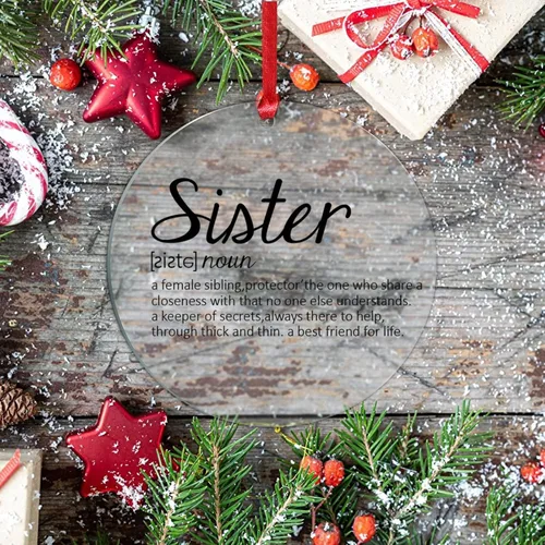 Vista 7 de Definición de hermana sustantivo adorno colgante para árbol de Navidad, definición de hermana, adornos acrílicos para decoraciones de Navidad