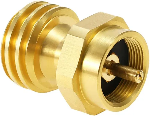 Vista 7 de Joywayus Adaptador ahorrador de latón macizo, convertidor de adaptador de propano redondo de 1 libra, botella pequeña universal para parrilla de gas
