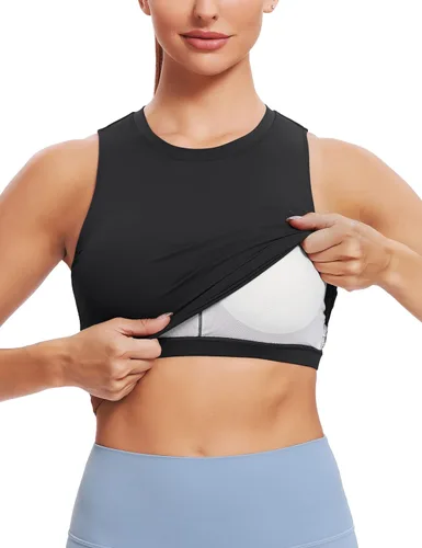 Vista 3 de Natural Feelings - Sujetadores deportivos sin mangas, con relleno extraíble, para mujer ombligueras para yoga, entrenamiento, correr