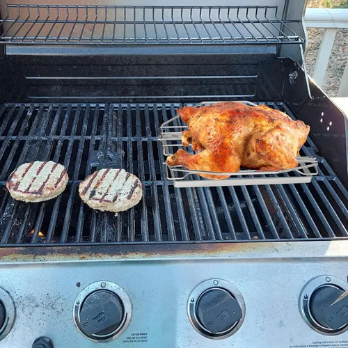 Vista 6 de Estante ajustable para asado de pavos para parrilla o ahumador, estante de asado de alambre para aves de corral, estante para hornear para pavo