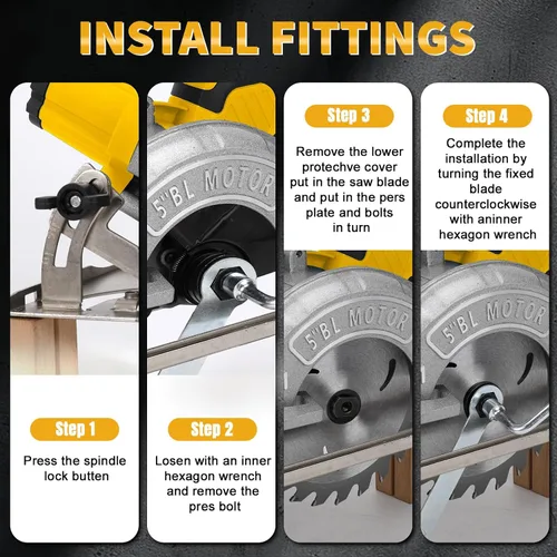 Vista 4 de Sierra circular inalámbrica de 5 pulgadas para batería Dewalt de 20 V (sin batería), sierra de madera eléctrica con motor sin escobillas, bisel
