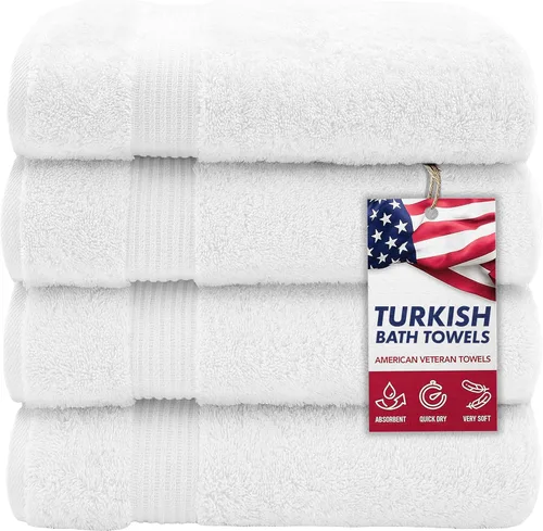 Vista 26 de Juego de toallas American Veteran Towel, de lujo, 6 piezas de algodón 100 % turco para máxima suavidad y absorción, para hotel y spa