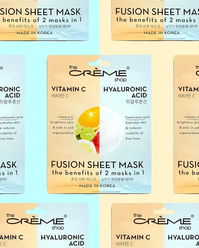 Vista 4 de The Crème Shop - Máscaras faciales completas de fusión de vitamina C y ácido hialurónico, cuidado facial coreano de la piel e hidratante